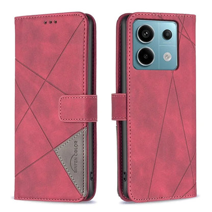 BINFEN COLOR BF05 For Xiaomi Redmi Note 13 Pro 5G / Poco X6 5G Phone Case PU Leather Cover Geometric Imprinted