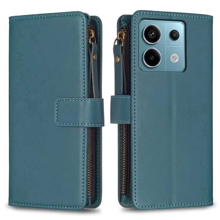 BF Style-19 for Xiaomi Redmi Note 13 Pro 5G / Poco X6 5G Leather Case Card Holder Zipper Pocket Phone Cover