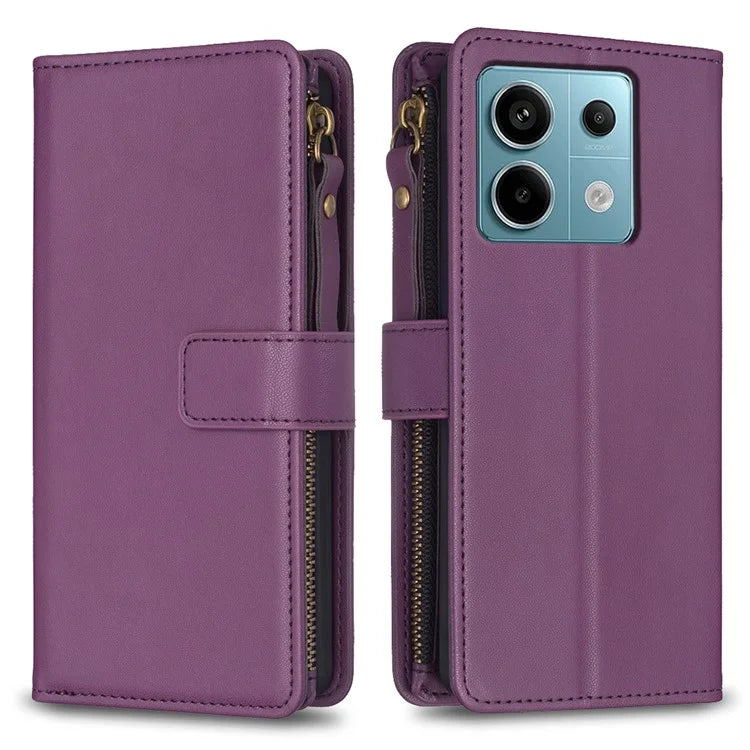 BF Style-19 for Xiaomi Redmi Note 13 Pro 5G / Poco X6 5G Leather Case Card Holder Zipper Pocket Phone Cover