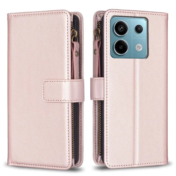 BF Style-19 for Xiaomi Redmi Note 13 Pro 5G / Poco X6 5G Leather Case Card Holder Zipper Pocket Phone Cover