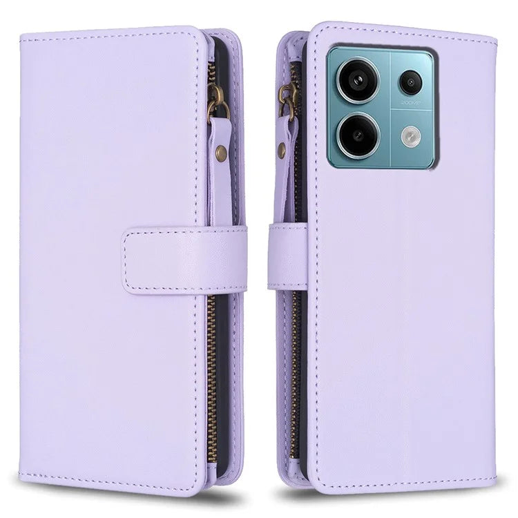 BF Style-19 for Xiaomi Redmi Note 13 Pro 5G / Poco X6 5G Leather Case Card Holder Zipper Pocket Phone Cover