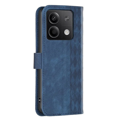 For Xiaomi Redmi Note 13 5G Leather Case Grid Pattern Folio Wallet Phone Cover