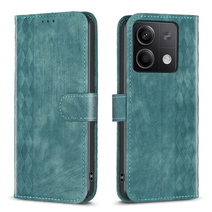 For Xiaomi Redmi Note 13 5G Leather Case Grid Pattern Folio Wallet Phone Cover