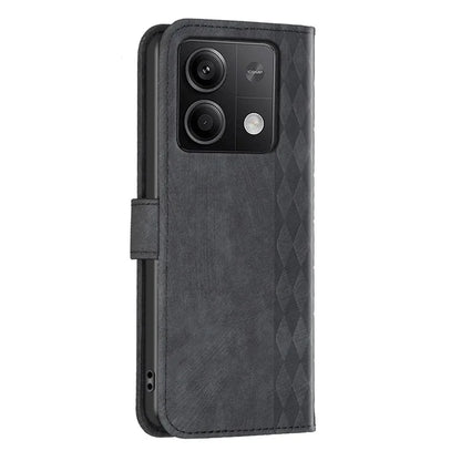 For Xiaomi Redmi Note 13 5G Leather Case Grid Pattern Folio Wallet Phone Cover