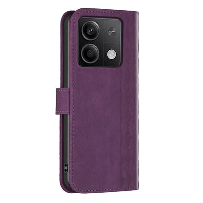 For Xiaomi Redmi Note 13 5G Leather Case Grid Pattern Folio Wallet Phone Cover