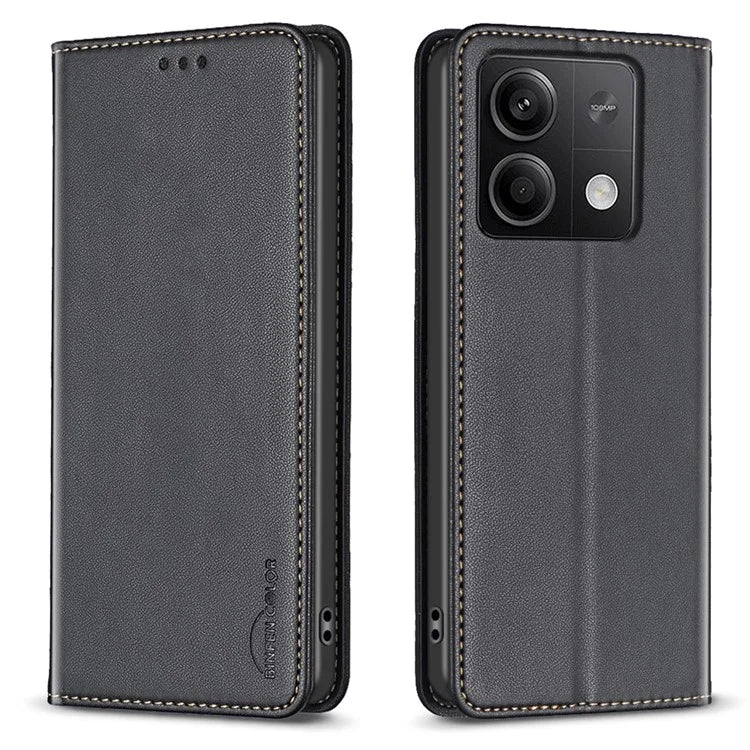 BINFEN COLOR BF18 For Xiaomi Redmi Note 13 5G Leather Cover Magnetic Closure Flip Phone Case