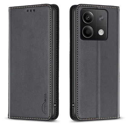 BINFEN COLOR BF18 For Xiaomi Redmi Note 13 5G Leather Cover Magnetic Closure Flip Phone Case