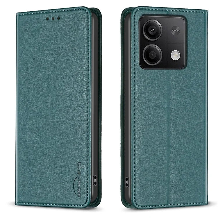 BINFEN COLOR BF18 For Xiaomi Redmi Note 13 5G Leather Cover Magnetic Closure Flip Phone Case