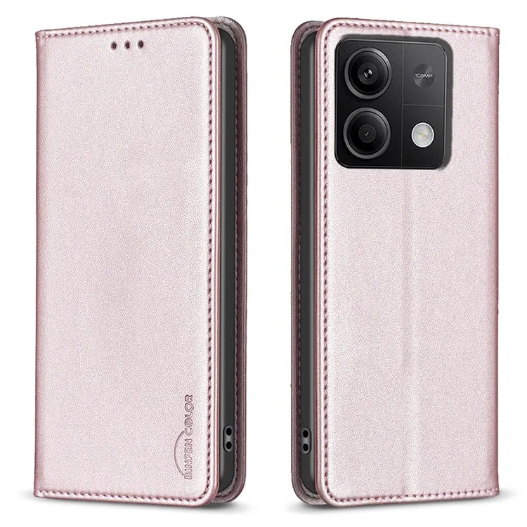 BINFEN COLOR BF18 For Xiaomi Redmi Note 13 5G Leather Cover Magnetic Closure Flip Phone Case