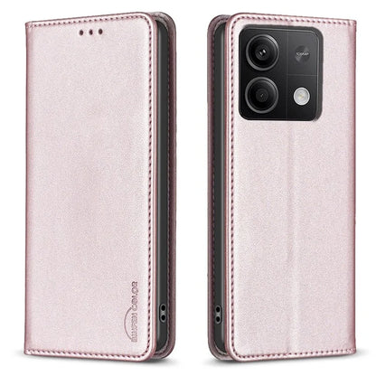 BINFEN COLOR BF18 For Xiaomi Redmi Note 13 5G Leather Cover Magnetic Closure Flip Phone Case