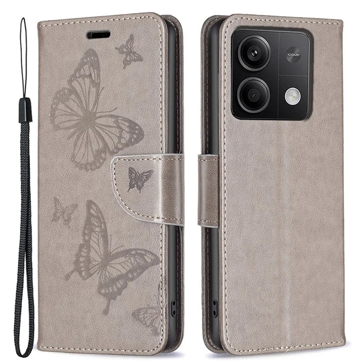 For Xiaomi Redmi Note 13 5G Leather Case Wallet Phone Cover Butterfly Pattern