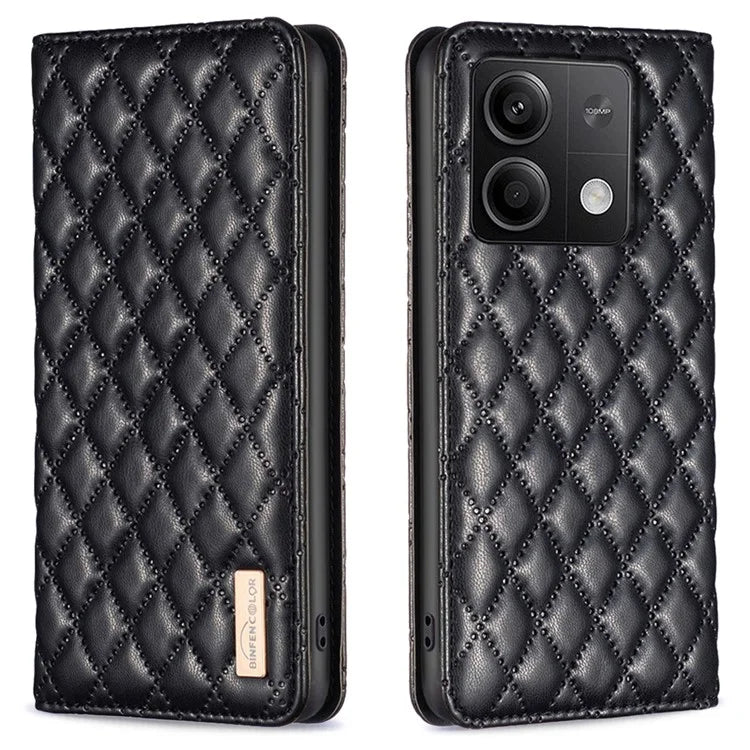 BINFEN COLOR BF Style-16 For Xiaomi Redmi Note 13 5G Case Card Holder PU Leather Phone Cover