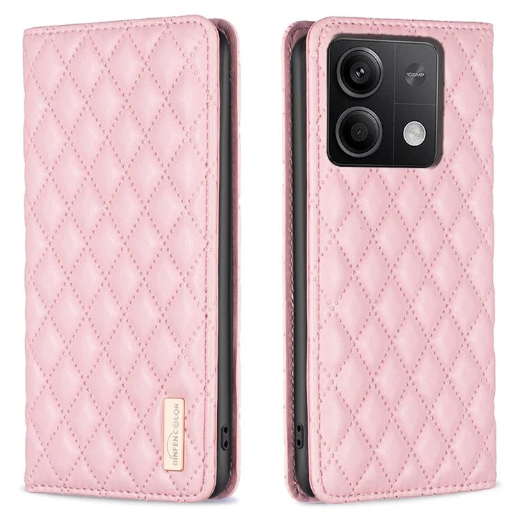 BINFEN COLOR BF Style-16 For Xiaomi Redmi Note 13 5G Case Card Holder PU Leather Phone Cover