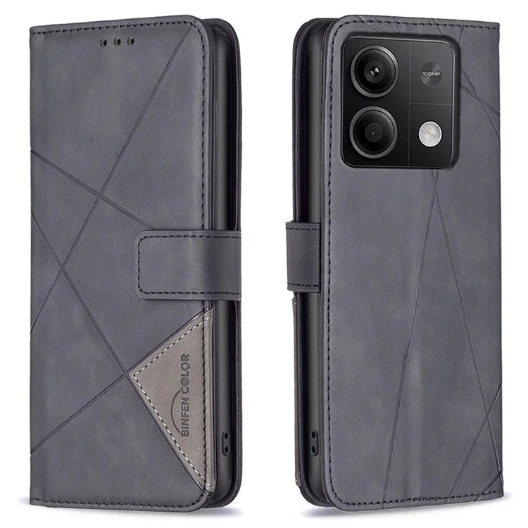 BINFEN COLOR BF05 For Xiaomi Redmi Note 13 5G Phone Case Leather Stand Flip Cover 3 Card Slots