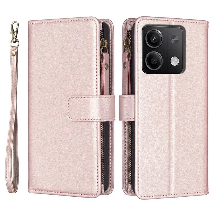 BF Style-19 for Xiaomi Redmi Note 13 5G Leather Phone Case Wallet Stand Flip Cover Zipper Pocket