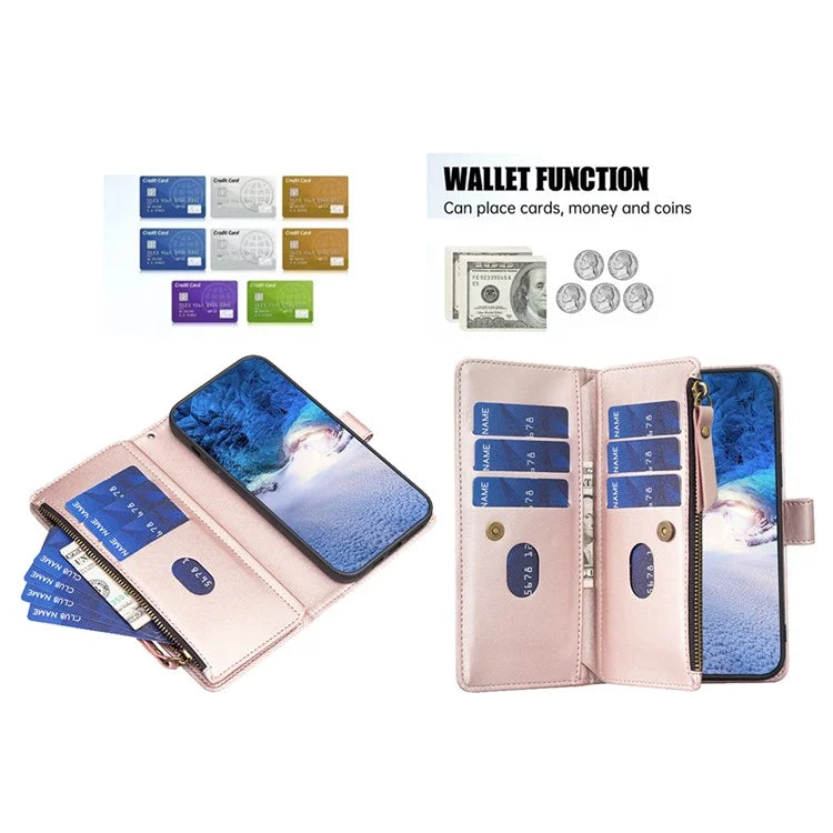 BF Style-19 for Xiaomi Redmi Note 13 5G Leather Phone Case Wallet Stand Flip Cover Zipper Pocket