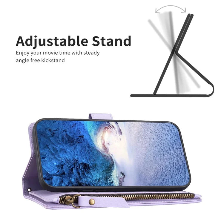 BF Style-19 for Xiaomi Redmi Note 13 5G Leather Phone Case Wallet Stand Flip Cover Zipper Pocket
