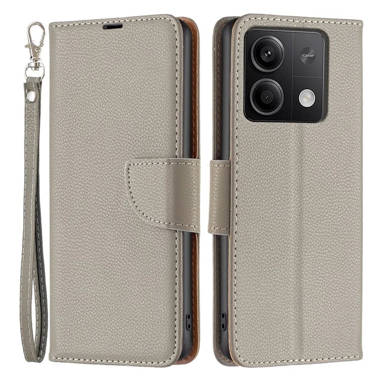 For Xiaomi Redmi Note 13 5G Phone Case Wallet PU Leather Litchi Texture Protective Cover