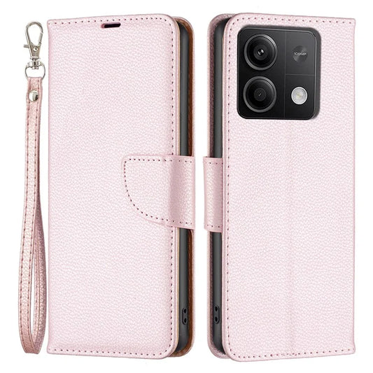 For Xiaomi Redmi Note 13 5G Phone Case Wallet PU Leather Litchi Texture Protective Cover Gold