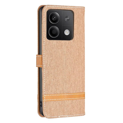 For Xiaomi Redmi Note 13 5G Leather Phone Case Wallet Cover Jeans Cloth Splicing