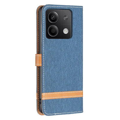 For Xiaomi Redmi Note 13 5G Leather Phone Case Wallet Cover Jeans Cloth Splicing
