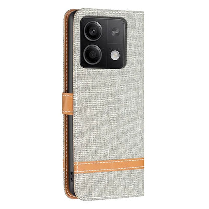 For Xiaomi Redmi Note 13 5G Leather Phone Case Wallet Cover Jeans Cloth Splicing