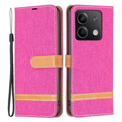 For Xiaomi Redmi Note 13 5G Leather Phone Case Wallet Cover Jeans Cloth Splicing