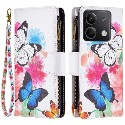 BF03 For Xiaomi Redmi Note 13 5G PU Leather Case Pattern Zipper Pocket Handbag Phone Cover