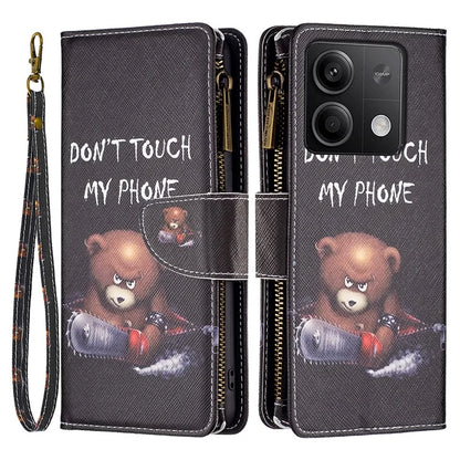 BF03 For Xiaomi Redmi Note 13 5G PU Leather Case Pattern Zipper Pocket Handbag Phone Cover