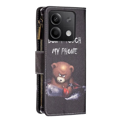BF03 For Xiaomi Redmi Note 13 5G PU Leather Case Pattern Zipper Pocket Handbag Phone Cover