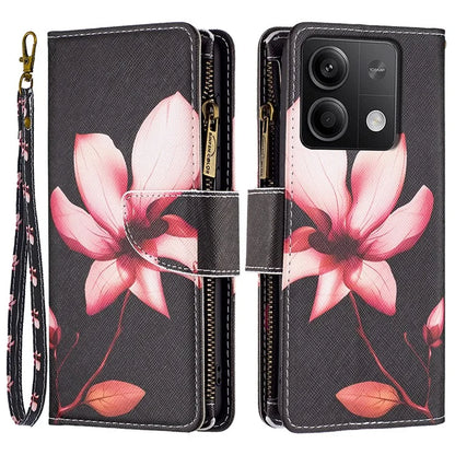 BF03 For Xiaomi Redmi Note 13 5G PU Leather Case Pattern Zipper Pocket Handbag Phone Cover