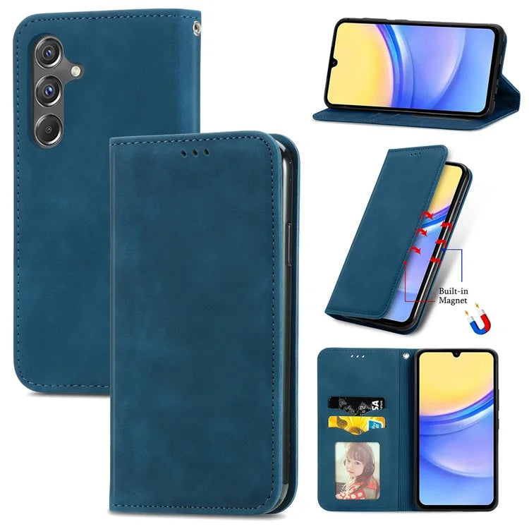 For Samsung Galaxy A15 4G / A15 5G Cover Card Slots Skin-touch Phone Stand Case