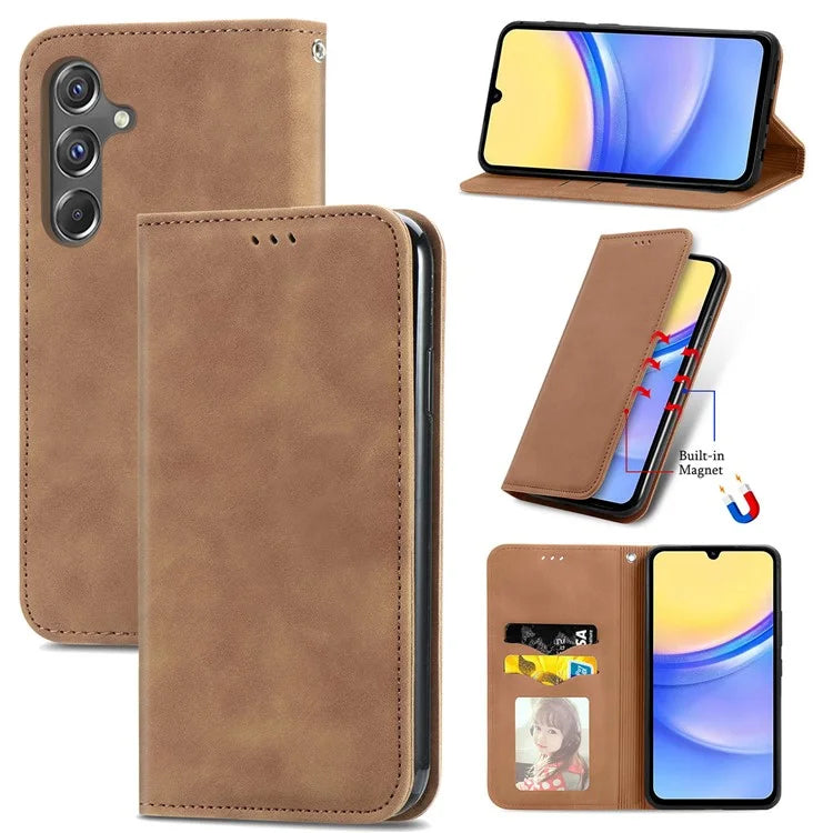 For Samsung Galaxy A15 4G / A15 5G Cover Card Slots Skin-touch Phone Stand Case