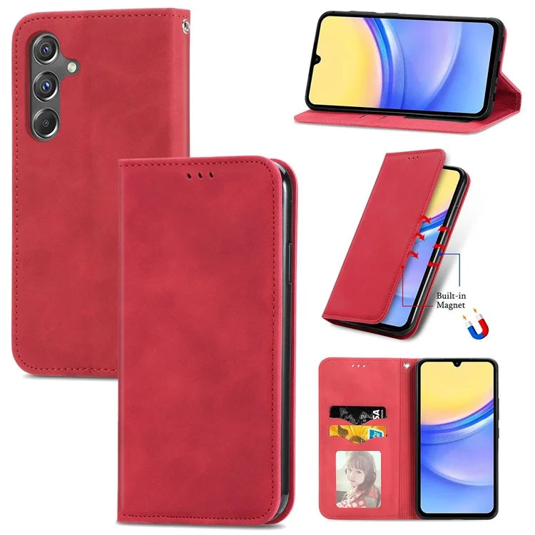 For Samsung Galaxy A15 4G / A15 5G Cover Card Slots Skin-touch Phone Stand Case