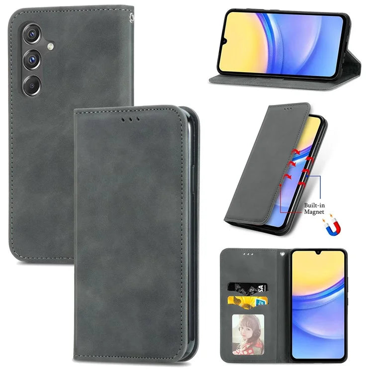 For Samsung Galaxy A15 4G / A15 5G Cover Card Slots Skin-touch Phone Stand Case
