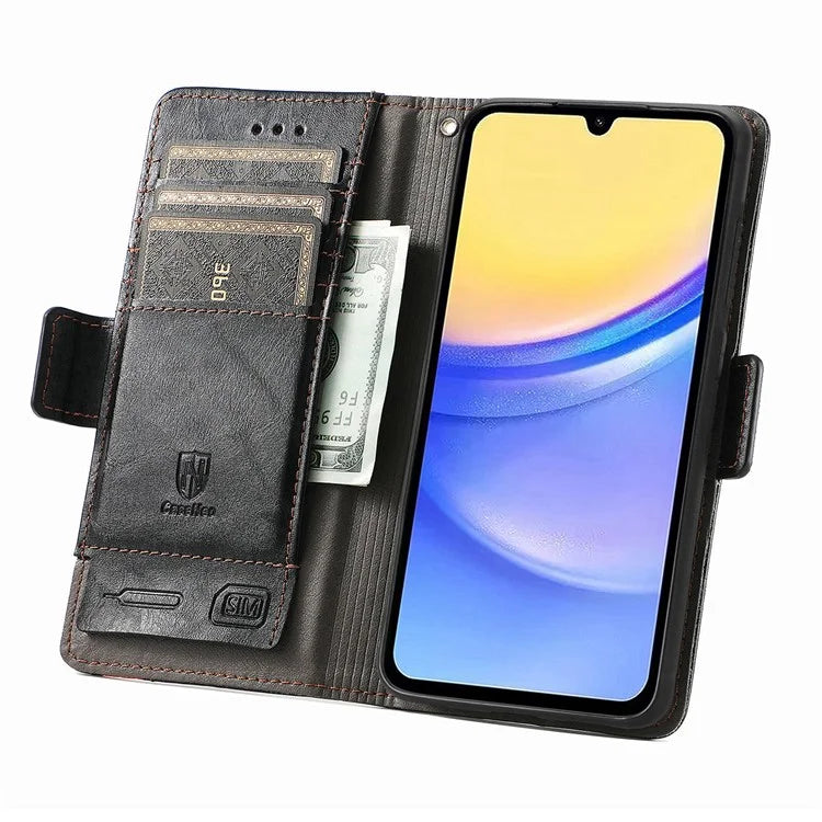 CASENEO 002 Series For Samsung Galaxy A15 4G / A15 5G Cell Phone Case RFID Blocking Stand Cover