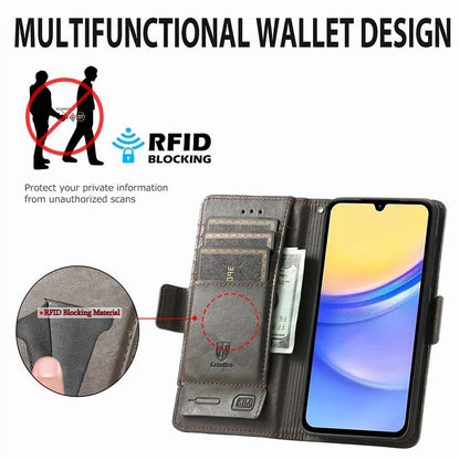 CASENEO 002 Series For Samsung Galaxy A15 4G / A15 5G Cell Phone Case RFID Blocking Stand Cover