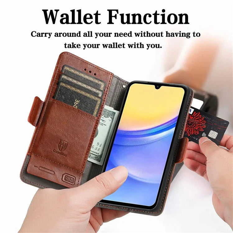 CASENEO 002 Series For Samsung Galaxy A15 4G / A15 5G Cell Phone Case RFID Blocking Stand Cover