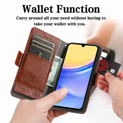 CASENEO 002 Series For Samsung Galaxy A15 4G / A15 5G Cell Phone Case RFID Blocking Stand Cover