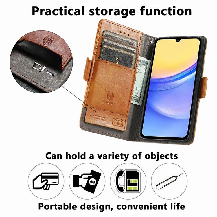CASENEO 002 Series For Samsung Galaxy A15 4G / A15 5G Cell Phone Case RFID Blocking Stand Cover