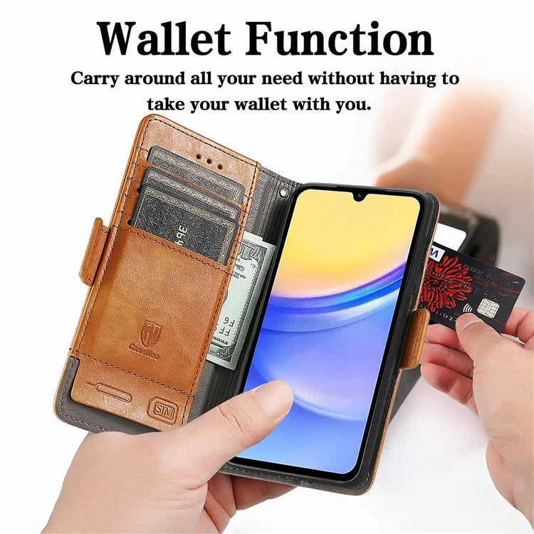 CASENEO 002 Series For Samsung Galaxy A15 4G / A15 5G Cell Phone Case RFID Blocking Stand Cover
