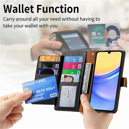 For Samsung Galaxy A15 4G / 5G Phone Case Heart Pattern Leather RFID Blocking Cover
