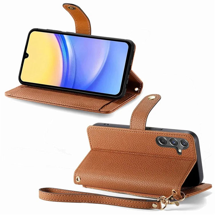 For Samsung Galaxy A15 4G / 5G Phone Case Heart Pattern Leather RFID Blocking Cover
