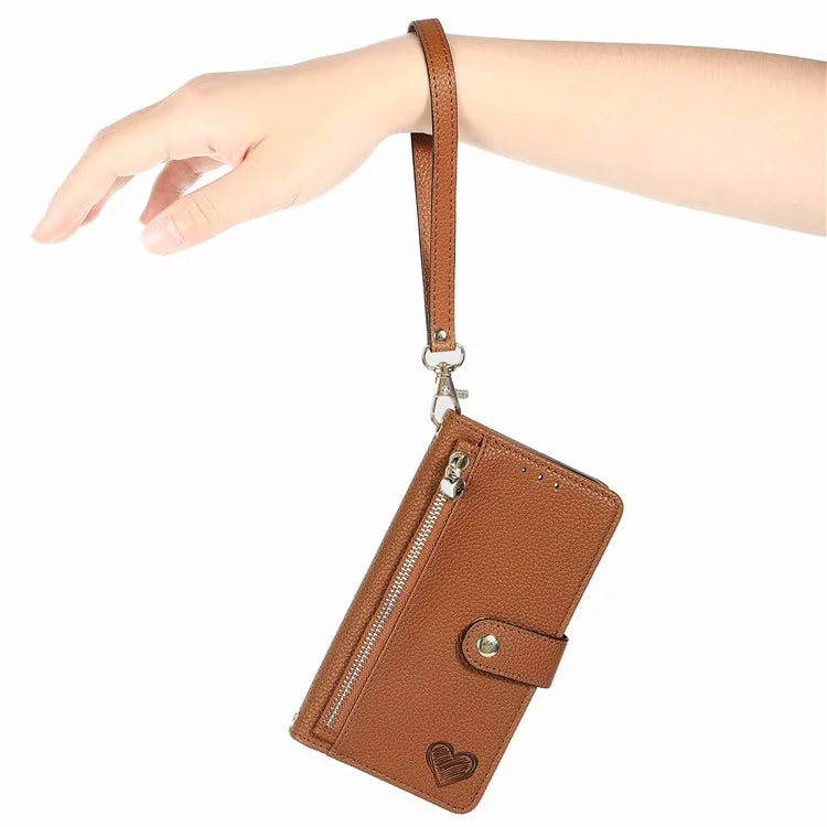 For Samsung Galaxy A15 4G / 5G Phone Case Heart Pattern Leather RFID Blocking Cover