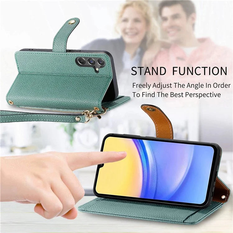 For Samsung Galaxy A15 4G / 5G Phone Case Heart Pattern Leather RFID Blocking Cover