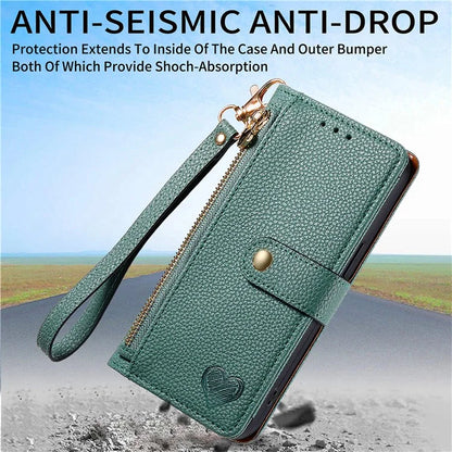 For Samsung Galaxy A15 4G / 5G Phone Case Heart Pattern Leather RFID Blocking Cover