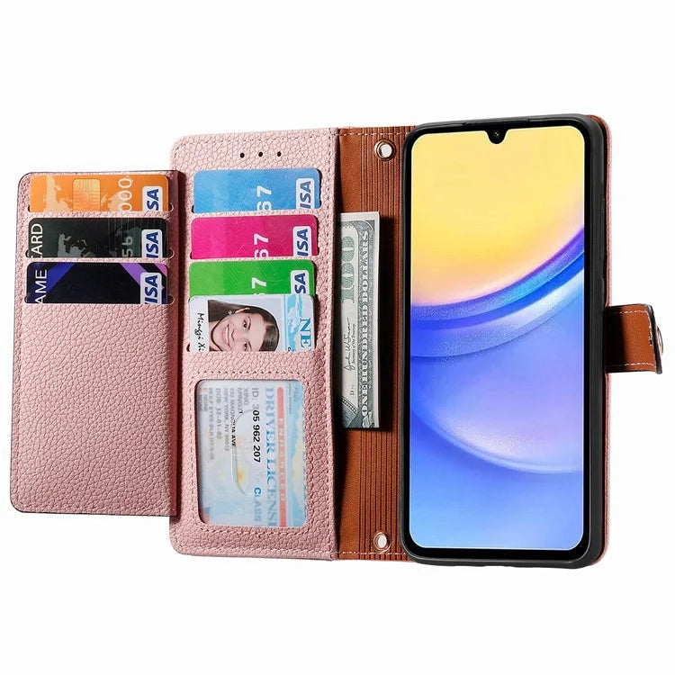 For Samsung Galaxy A15 4G / 5G Phone Case Heart Pattern Leather RFID Blocking Cover