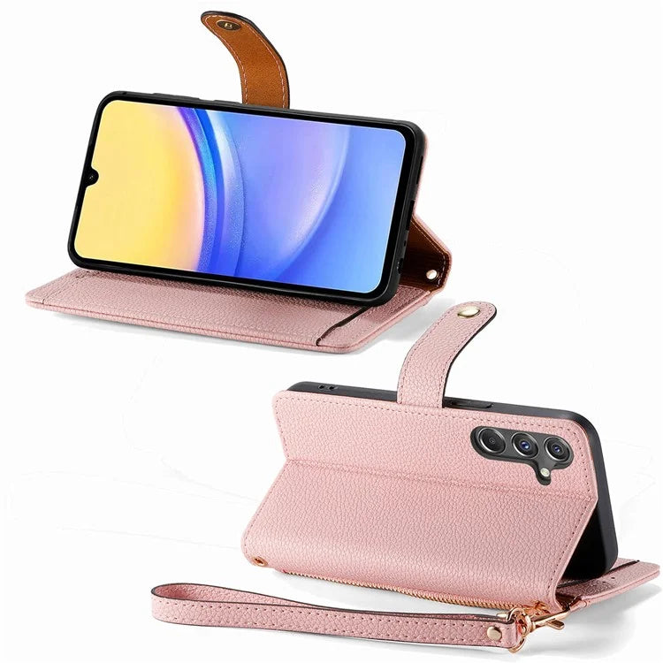 For Samsung Galaxy A15 4G / 5G Phone Case Heart Pattern Leather RFID Blocking Cover