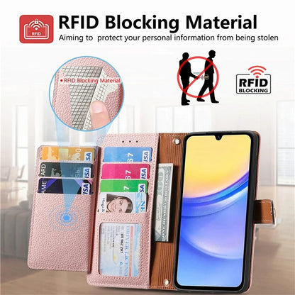 For Samsung Galaxy A15 4G / 5G Phone Case Heart Pattern Leather RFID Blocking Cover
