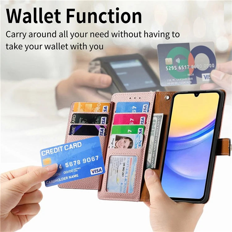 For Samsung Galaxy A15 4G / 5G Phone Case Heart Pattern Leather RFID Blocking Cover